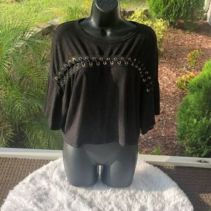 Lavender Field Oversized Fit Laced Riveted Crop Top Small